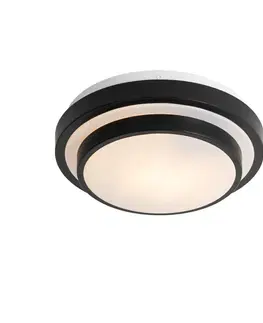 Stropné osvetlenie Moderné stropné svietidlo čierne s bielym 25 cm IP44 - Walden