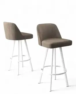 Barové stoličky Bar Stool Set (4 Pieces) Atex - Cappuccino, White