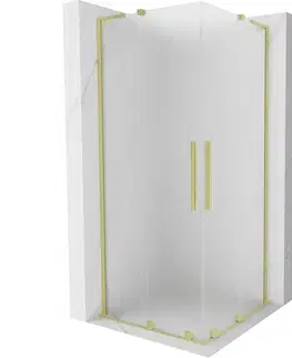 Sprchovacie kúty MEXEN/S - Velar L Duo sprchovací kút, posuvné dvere 80 x 80, dekor, zlato kartáčovaná 871-080-080-02-33-55