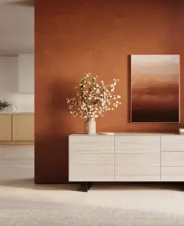 Komody DELIFE Komoda Cuor 180 cm keramika Laminam® Travertino Bianco krémovo biela 2 dvierka 3 zásuvky podstava závesná kov čierna