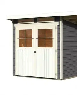 Drevené Drevený záhradný domček GLUCKSBURG 3 s prístreškom 190 Lanitplast