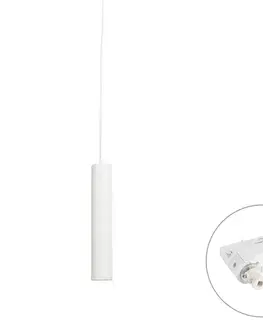 Koľajnicové svetelné systémy Dizajnová závesná lampa biela vrátane 3-fázového koľajnicového adaptéra - 3-fázová Tuba Small