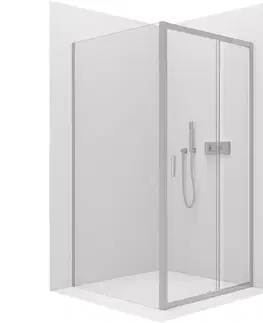Sprchovacie kúty CERANO - Sprchovací kút Varone LINE Ľ/P - 6 mm - chróm, transparentné sklo - 110x80x195 - posuvný CER-DY505-90105