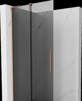 Sprchové dvere MEXEN/S - Velar L Sprchová zástena posuvná Walk-in 110 x 200, grafit 8 mm, meď kartáčovaná 871-110-003-43-65