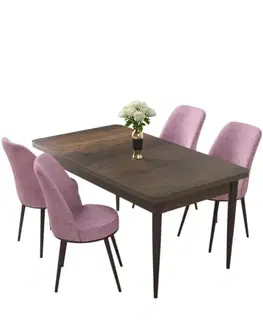 Jedálenské sety Dining Table & Chairs Set (5 Pieces) Nil - Baroque, Pink