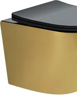 Záchody MEXEN - Lena Závesná WC misa vrátane sedátka s slow-slim, duroplast, čierna/zlatá 30224076