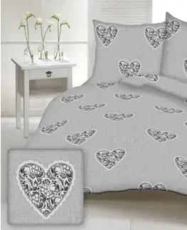 Obliečky Obliečky bavlnené Love čierne TiaHome - 1x Vankúš 90x70cm, 1x Paplón 140x200cm