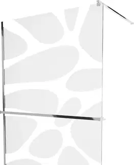 Sprchové dvere MEXEN/S - KIOTO Sprchová zástena WALK-IN s poličkou a držiakom uterákov 70 x 200, biely dekor 8 mm, chróm 800-070-121-01-97