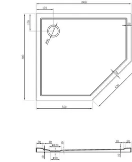 Vane MEXEN - Flow päťboká sprchová vanička slim ľavá 100 x 80, biela lesk 46P108010L