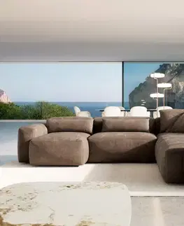 Pohovky DELIFE Pohovka v tvare "U" Freestyle 360x290 cm mikrovlákno taupe vintage prešívanie