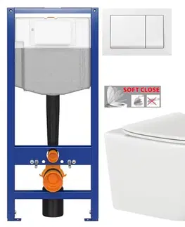Závesné wc sety CERSANIT predstenový inštalačný systém s bielym tlačidlom K97-516 + WC INVENA TINOS  + SEDADLO K97-526 516 NO1