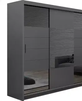 Šatníkové skrine Skriňa Aruba 250 grafit/zrkadlo