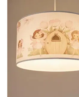 Svietidlá BRILAGI - LED detský luster na lanku BOBO 1xE27/60W/230V pr. 35 cm ružová s motívom víl 8590828051374