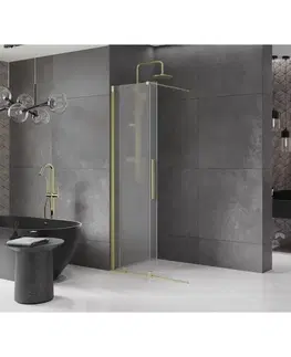 Sprchové dvere MEXEN/S - Velar Sprchová zástena posuvná Walk-in 120 x 200, dekor 8 mm, zlato kefovaná 871-120-000-33-55