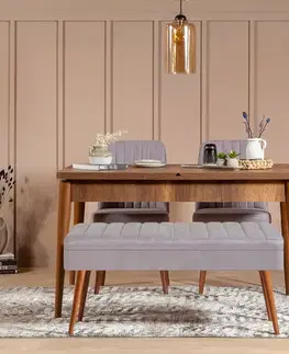 Jedálenské sety Jedálenský set s rozkladacím stolom a stoličkami (4 kusy) Vina 0701 - 3 - Walnut, Grey