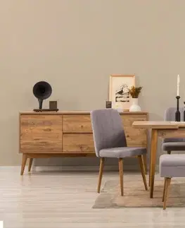 Jedálenské sety Set s rozkladacím stolom, stoličkami a konzolou (7 kusov) Vina 03 0701 - Atlantic Pine, Grey