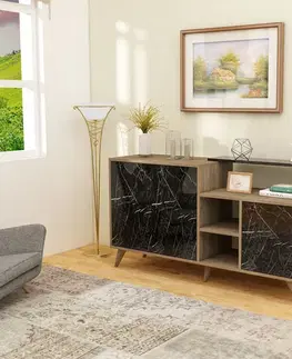 Komody a skrinky NEVADA komoda na nožičkách, orech / čierna