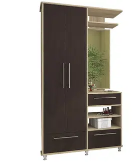 Predsieňové steny NABBI Naven WSM predsieň s vešiakovým panelom a zrkadlom dub sonoma / wenge magic