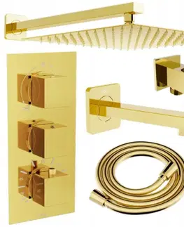 Vaňové panely MEXEN/S - Cube DR02 podomietkový vaňový SET s vytokovou hubicou + slim sprcha 30, zlatý 77503DR0230-50