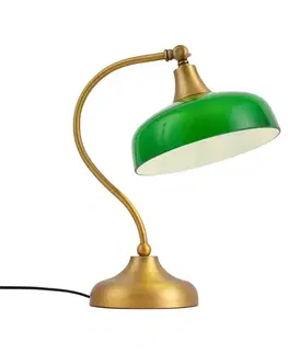 Stolné lampy Klasická stolná lampa bronzová so zeleným opálovým sklom - Clerk