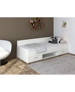 Postele KONDELA Boat 90 posteľový rám s úložným priestorom biela