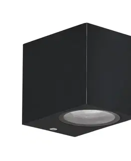 Osvetlenie Záhradná fasádna lampa Nerium, krátka kocka, 9,2x8cm, čierna, 1x35W, GU10, IP44