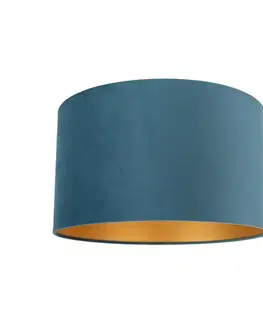 Tienidlo na lampu Zamatové tienidlo modré 35/35/20 so zlatým interiérom