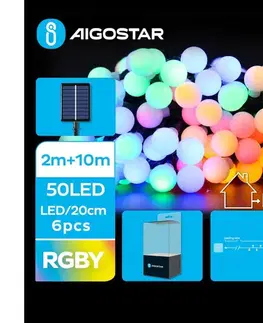 LED osvetlenie  B.V.  - LED Solárna dekoračná reťaz 50xLED/8 funkcií 12m IP65 multicolor B10201JE4