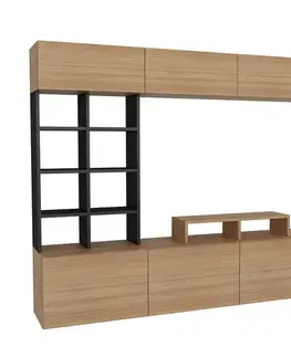 Obývacie steny TV skrinka / Obývacia stena Sasa - Teak, Black