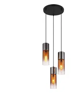 Svietidlá Globo 21000-3HG - Luster na lanku ANNIKA 3xE27/25W/230V čierna/medená 21000-3HG