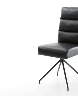 Jedálenské stoličky DELIFE Jedálenská stolička Pela-Flex pravá koža čierna krížová podstava zúžená čierna vrecková pružina