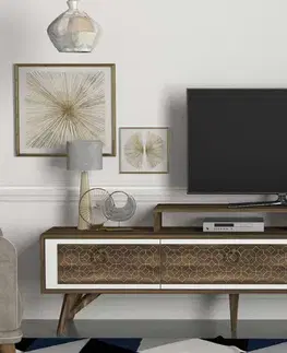 TV stolíky TORO TV stolík na nožičkách, biela/orech
