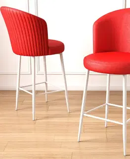 Barové stoličky Bar Stool Set (2 Pieces) Uras - Red, White