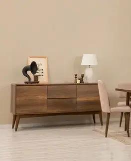 Jedálenské sety Set s rozkladacím stolom, stoličkami a konzolou (6 kusov) Vina Bench 04 0900 - Walnut, Stone