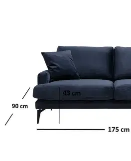 Pohovky a gauče Dvojmiestna pohovka Papira 2 Seater - Navy Blue