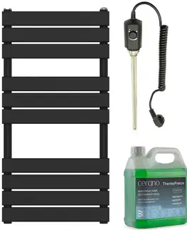 Doplnky do kúpeľne CERANO - Kúpeľňový elektrický radiátorový set Claude - 300W - čierna matná - 1000x500 mm CER-081474