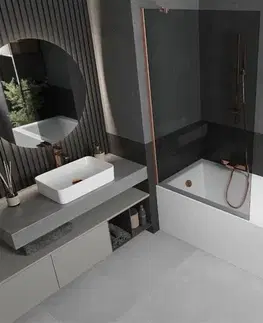 Sprchové dvere MEXEN/S - Next vaňová zástena FIX 100 x 150, grafit, meď kartáčovaná 895-100-000-00-40-65