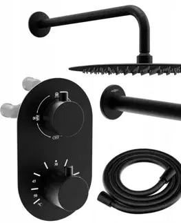 Vaňové panely MEXEN/S - Kai DR70 podomietkový vaňový SET s výtokovou hubicou + slim sprcha 25, čierny 77602DR70251-70
