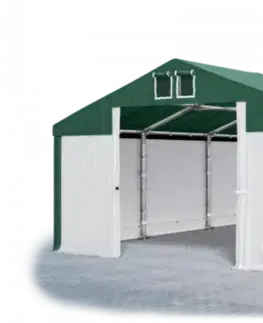 Záhrada Skladový stan 5x10x2,5m strecha PVC 560g/m2 boky PVC 500g/m2 konštrukcie ZIMA PLUS Zelená Zelená Bílá