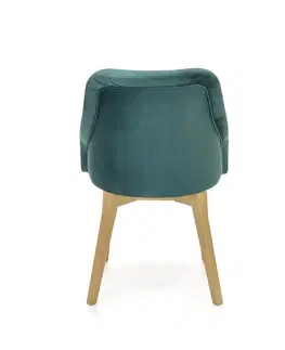 Jedálenské stoličky HALMAR Toledo 2 jedálenská stolička tmavozelená / dub medový
