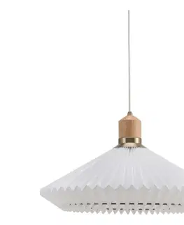 Svietidlá Halo Design 744268- Závesný luster na lanku PARIS 1xE27/60W/230V pr. 56 cm biela/mosadz/dub 744268