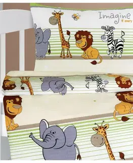 Obliečky Bellatex Detské krepové obliečky do postieľky Agáta Safari zelená, 90 x 135 cm, 45 x 60 cm, 90 x 135 cm, 45 x 60 cm