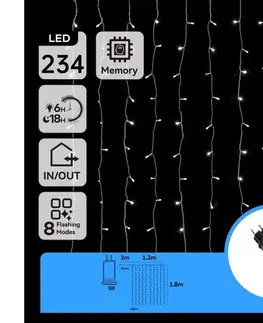 LED osvetlenie  B.V.  - LED vonkajší vianočný svetelný reťazec 234xLED/3,6W/230V 1,2x1,8m IP44 studená biela B10303ABHQ