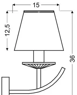Nástenné svetlá Patinovaná nástenná lampa + organzové tienidlo 40W E14 Valencia