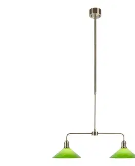 Svietidlá Markslöjd 109161 - Luster na tyči VELA 2xE27/60W/230V zelená/mosadz 109161