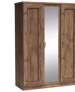 Šatníkové skrine Skriňa Tadeusz T15 3D zrkadlo dub lefkas