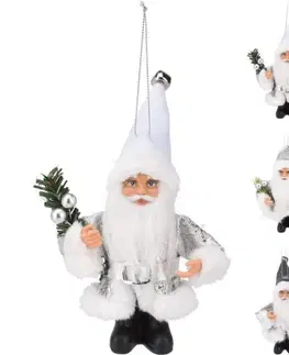 Vianočné dekorácie Kinekus Vianočná závesná ozdoba Santa 13 cm, biela / strieborná, mix