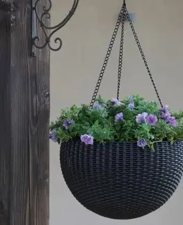 Kvetináče a truhlíky Keter Závesný kvetináč Sphere antracit, pr. 35 cm