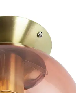 Stropné osvetlenie Stropné svietidlo v štýle art deco mosadzné s ružovým sklom - Pallon