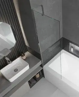 Sprchové dvere MEXEN/S - Cube obdĺžniková vaňa 170 x 80 cm s panelom + vaňová zástena 60, transparent, chróm 550517080X9506000001
